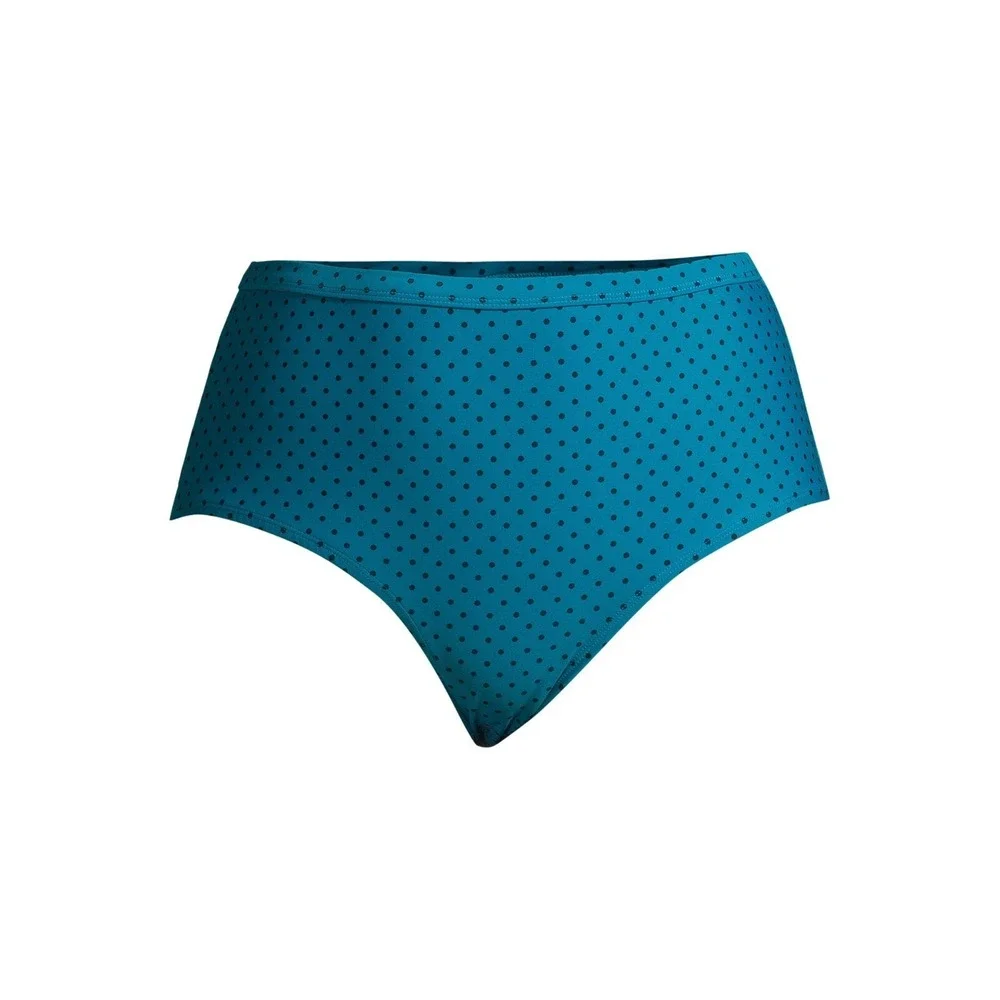 NEW Terra & Sky Plus Blue Dots High Waist Tummy Control Bikini Bottom 5X 32W-34W